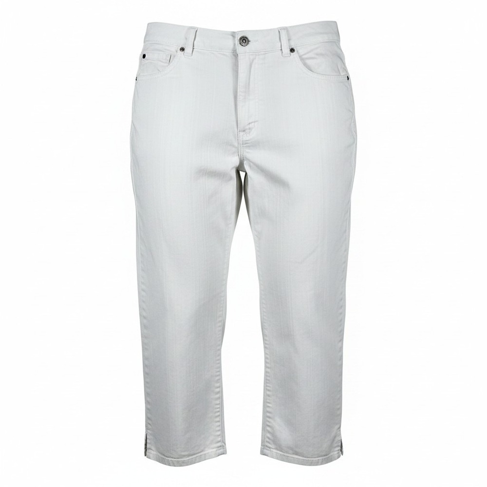 Gloria Vanderbilt Womens White Crop Denim Pants Stretch Herringbone Swan Size 16
